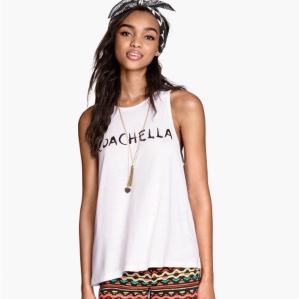 H&M White Coachella Tank Top Size Medium
